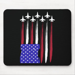 4. Juli Patriotic Red White Blue Usa Flag Figh Mousepad