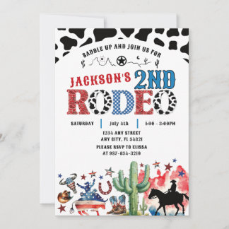 4. Juli Patriotic Rodeo Geburtstag Einladung