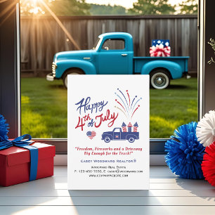 4. Juli Patriotic Truck Real Anwesen Editable Feiertagskarte