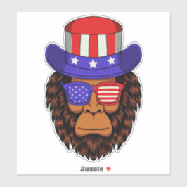 4. Juli Patriotic USA Hat Wearing Bigfoot Aufkleber