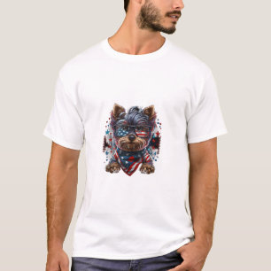 4. Juli Patriotic Yorkie Dog US Flag T-Shirt