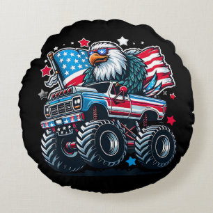 4. Juli Patriotische amerikanische Flagge Adler US Rundes Kissen
