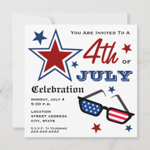4. Juli patriotische amerikanische Flagge Sonnenbr Einladung