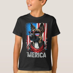 4. Juli Patriotische Belgische Malinois Hund Meric T-Shirt