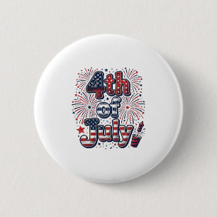 4. Juli Patriotische Feuerwerk Vintage-Shirt Desi Button