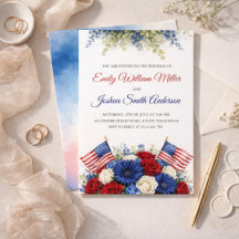 4. Juli Patriotische Florale Hochzeitseinladung