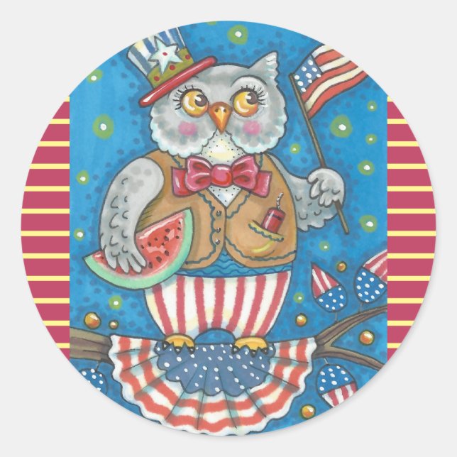 4. JULI-PATRIOTISCHE HEIZKOPFKETTEN * Blatt Runder Aufkleber (Vorderseite)