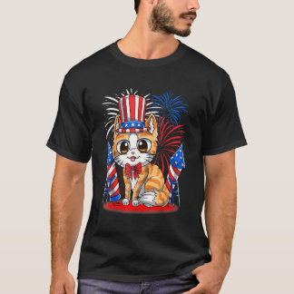 4. Juli Patriotische Katze Amerikanische Flagge Me T-Shirt