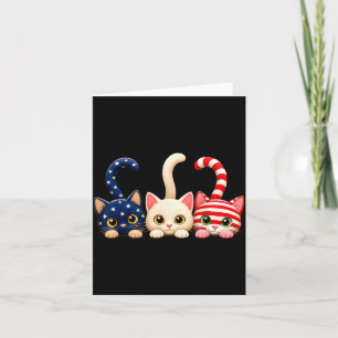 4. Juli Patriotische Katze USA Amerikanische Flagg Karte