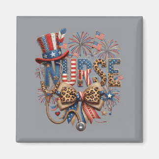 4. Juli Patriotische Krankenschwester Amerikanisch Magnet