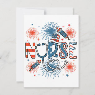 4. Juli Patriotische Krankenschwester Quadrat Postkarte