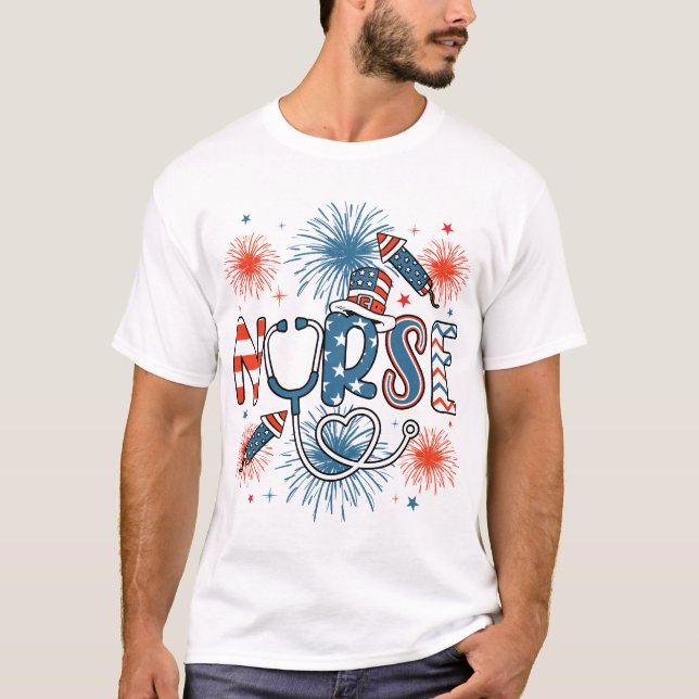 4. Juli Patriotische Krankenschwestern T-Shirt (Vorderseite)