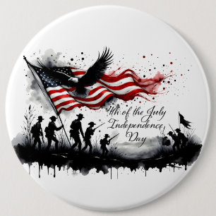 4. Juli Patriotische Kunst mit Flag & Soldaten Button