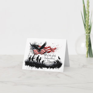 4. Juli Patriotische Kunst mit Flag & Soldaten Karte