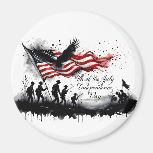 4. Juli Patriotische Kunst mit Flag & Soldaten Magnet