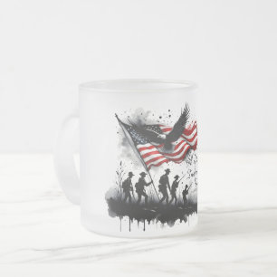 4. Juli Patriotische Kunst mit Flag & Soldaten Mattglastasse