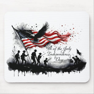 4. Juli Patriotische Kunst mit Flag & Soldaten Mousepad