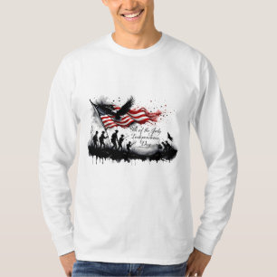4. Juli Patriotische Kunst mit Flag & Soldaten T-Shirt