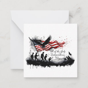 4. Juli-patriotische Kunst mit Flagge und Soldaten Mitteilungskarte