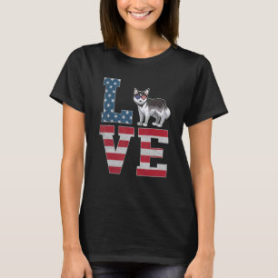 4. Juli Patriotische Liebe Siberian Husky Hund Ame T-Shirt