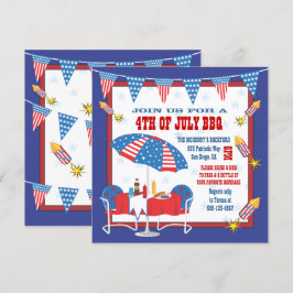 4. Juli Patriotische Picnic GRILLEN Party Einladun Einladung