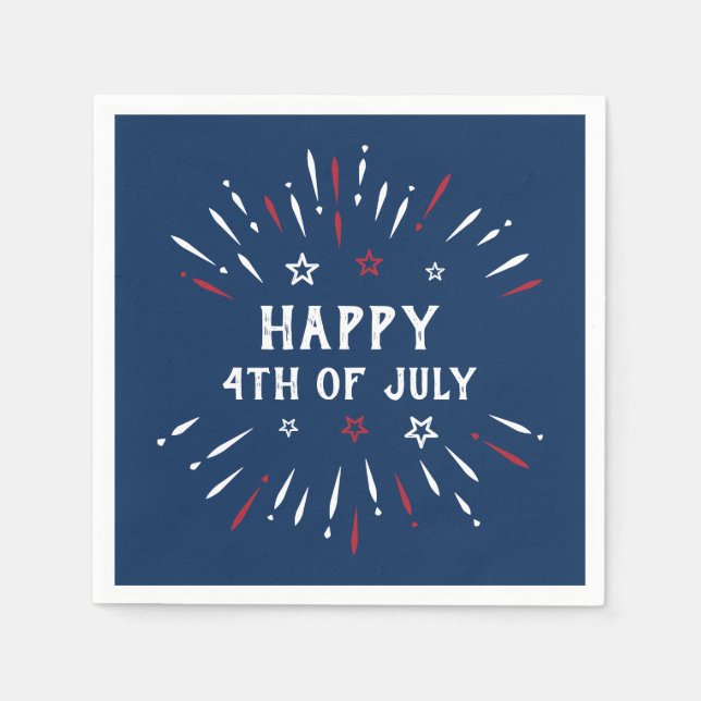4. Juli: Patriotische Unabhängigkeit Amerikas Serviette (Vorderseite)