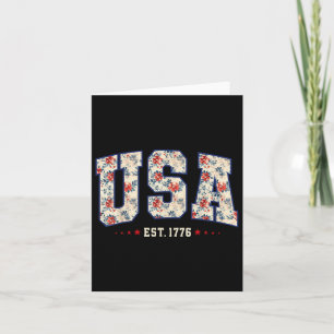 4. Juli Patriotische US-Flagge Floral Usa Est 1776 Karte