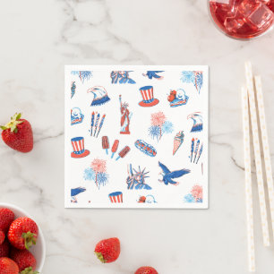 4. Juli-Patriotische Wasserfarben-Party Serviette