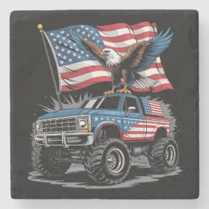 4. Juli Patriotischer Adler Monster Truck Amerikan Steinuntersetzer