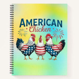 4. Juli Patriotischer Amerikanischer Hahn-62987 T- Notizbuch