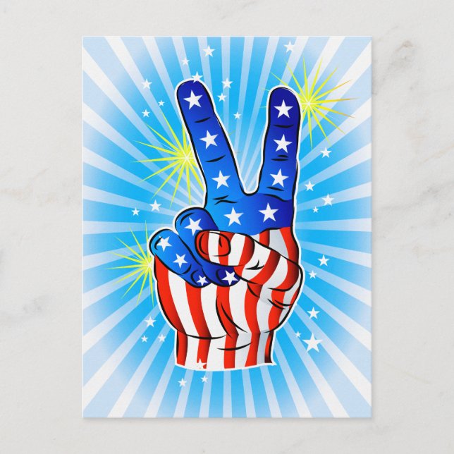 4. Juli - Patriotischer amerikanischer Sieg & Frie Postkarte (Vorderseite)