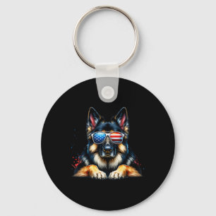 4. Juli Patriotischer deutscher Schäferhund Americ Schlüsselanhänger