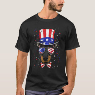 4. Juli Patriotischer Dobermann Pinscher Amerikani T-Shirt