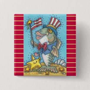 4. JULI PATRIOTISCHER FISCH & SEESTERN KNOPF Quadr Button