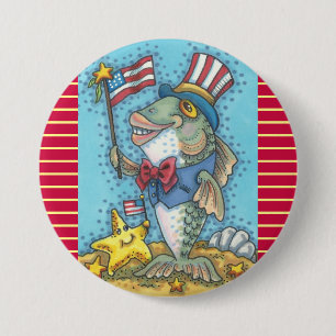4. JULI PATRIOTISCHER FISCH & SEESTERNE KNOPF Roun Button
