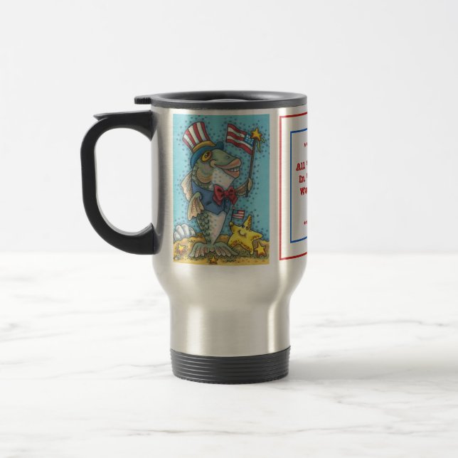 4. JULI PATRIOTISCHER FISCH & STARFISH REISE MUG REISEBECHER (Links)