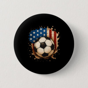 4. Juli Patriotischer Fußball USA Amerikanische Fl Button