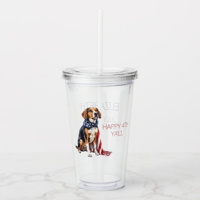 4. Juli Patriotischer Hund Personalisiert Acryltrinkbecher (Vorderseite)