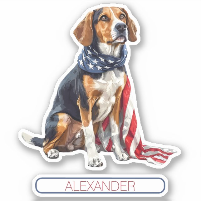 4. Juli Patriotischer Hund Personalisiert Aufkleber (Vorderseite)