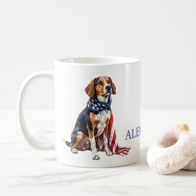 4. Juli Patriotischer Hund Personalisiert Kaffeetasse (Mit Donut)