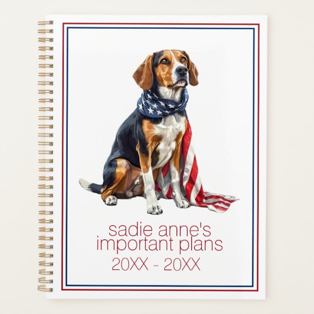 4. Juli Patriotischer Hund Personalisiert Planer (Vorderseite)