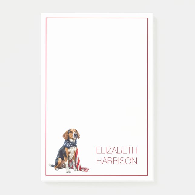 4. Juli Patriotischer Hund Personalisiert Post-it Klebezettel (Vorderseite)