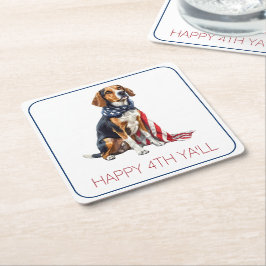 4. Juli Patriotischer Hund Personalisiert Rechteckiger Pappuntersetzer