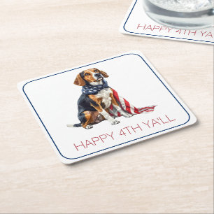 4. Juli Patriotischer Hund Personalisiert Rechteckiger Pappuntersetzer