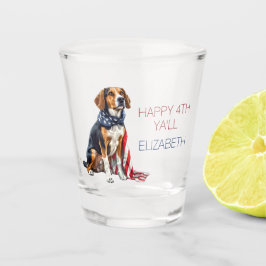 4. Juli Patriotischer Hund Personalisiert Schnapsglas