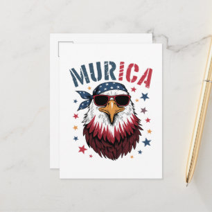 4. Juli Patriotischer Lustiger Adler USA Ankündigungspostkarte