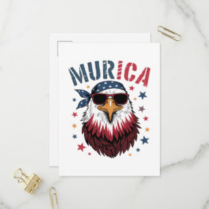 4. Juli Patriotischer Lustiger Adler USA Einladungspostkarte