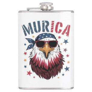 4. Juli Patriotischer Lustiger Adler USA Flachmann