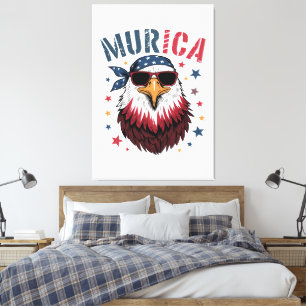 4. Juli Patriotischer Lustiger Adler USA Leinwanddruck