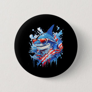 4. Juli Patriotischer Lustiger Hai Sungles Unabhän Button